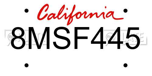 8MSF445 California License Plate