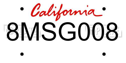 8MSG008 California License Plate