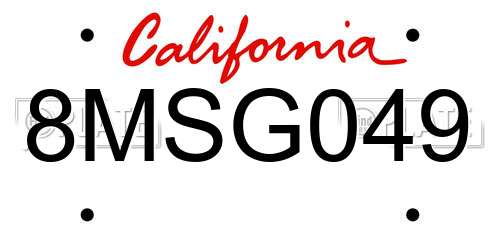 8MSG049 California License Plate