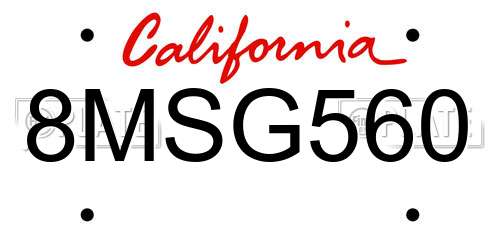 8MSG560 California License Plate
