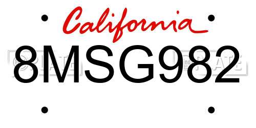 8MSG982 California License Plate