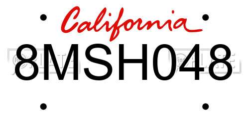 8MSH048 California License Plate