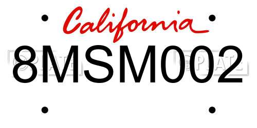 8MSM002 California License Plate