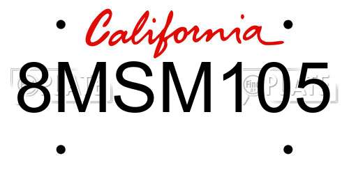 8MSM105 California License Plate