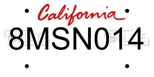 8MSN014 California License Plate