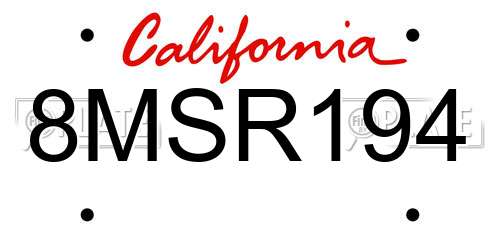 8MSR194 California License Plate