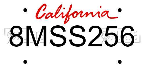 8MSS256 California License Plate