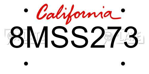 8MSS273 California License Plate