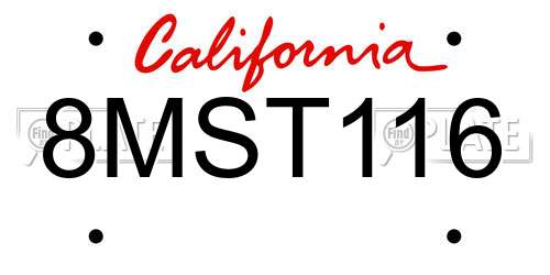 8MST116 California License Plate