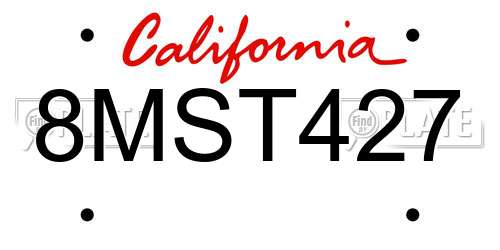 8MST427 California License Plate