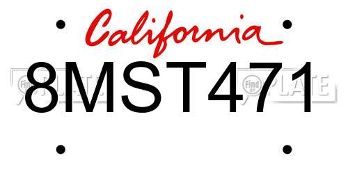 8MST471 California License Plate