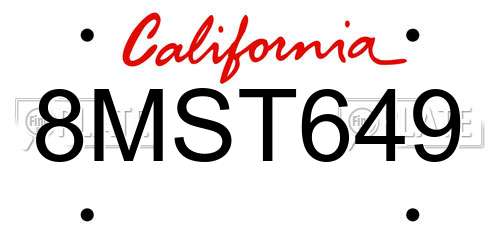 8MST649 California License Plate