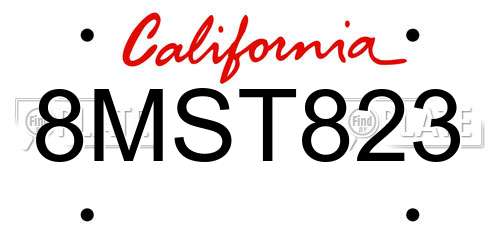 8MST823 California License Plate