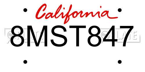 8MST847 California License Plate