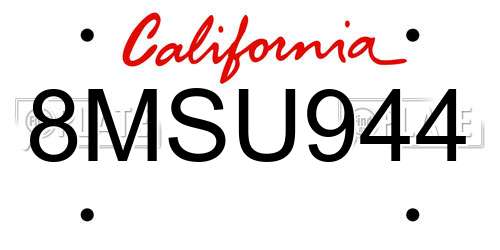 8MSU944 California License Plate