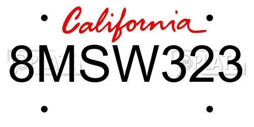 8MSW323 California License Plate