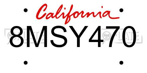 8MSY470 California License Plate