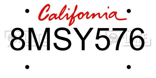 8MSY576 California License Plate