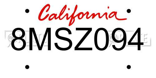 8MSZ094 California License Plate