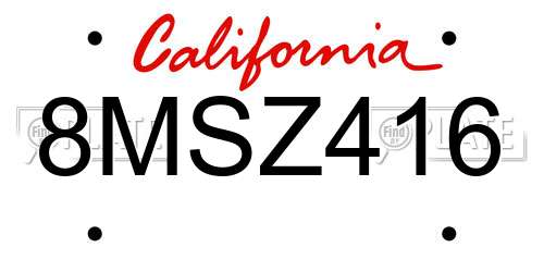 8MSZ416 California License Plate