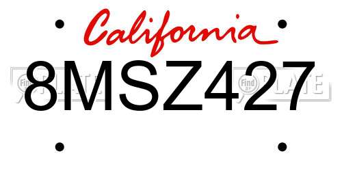 8MSZ427 California License Plate