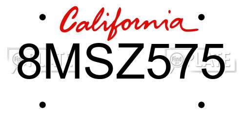 8MSZ575 California License Plate