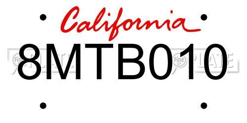 8MTB010 California License Plate