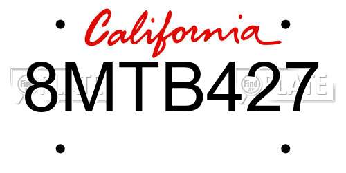8MTB427 California License Plate