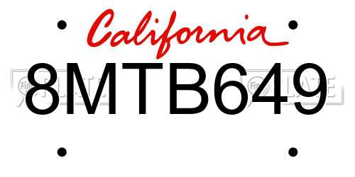 8MTB649 California License Plate