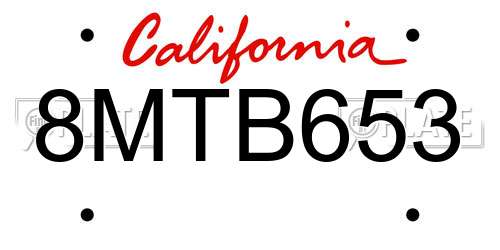 8MTB653 California License Plate