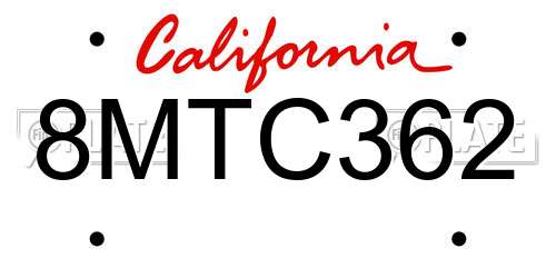 8MTC362 California License Plate