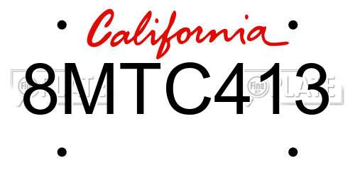 8MTC413 California License Plate