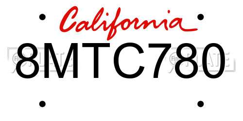 8MTC780 California License Plate