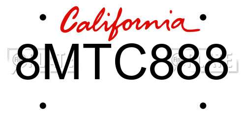 8MTC888 California License Plate