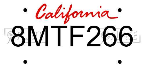 8MTF266 California License Plate