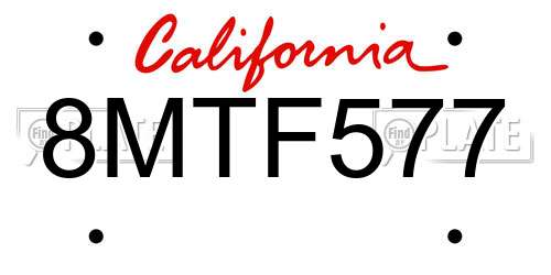 8MTF577 California License Plate
