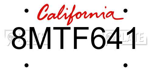 8MTF641 California License Plate