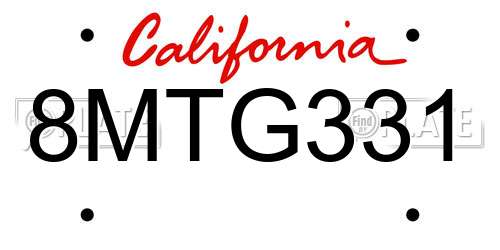 8MTG331 California License Plate