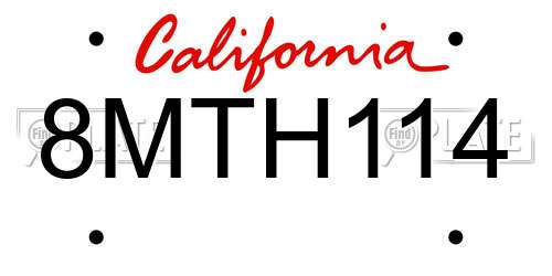8MTH114 California License Plate