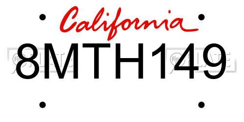 8MTH149 California License Plate