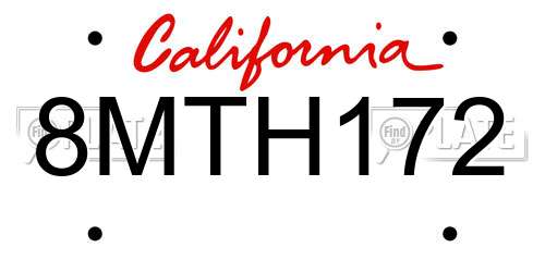 8MTH172 California License Plate