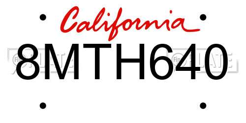 8MTH640 California License Plate