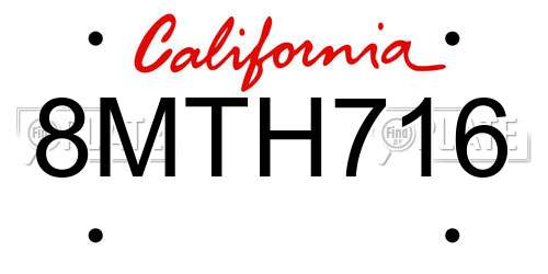 8MTH716 California License Plate