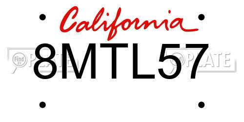 8MTL57 California License Plate