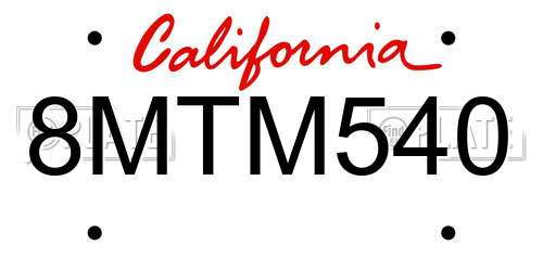8MTM540 California License Plate