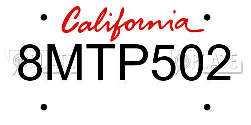 8MTP502 California License Plate