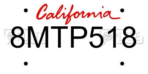 8MTP518 California License Plate
