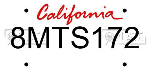 8MTS172 California License Plate