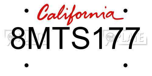8MTS177 California License Plate