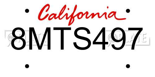 8MTS497 California License Plate